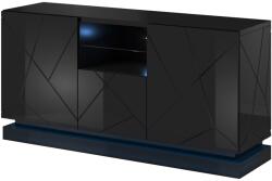  Chest of drawers QIU 2D1K 150x41.5x75 black gloss/black gloss Comoda