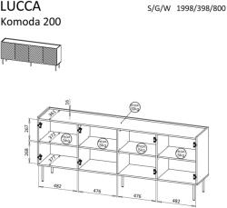 Cama LUCCA 4D chest of drawers, 200x40x80, black Comoda