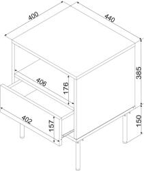  Cama Bedside table 2 pcs. TRESSE 44x40x53 matte green