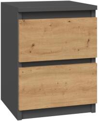 Topeshop M2 ANTRACYT/ARTISAN nightstand/bedside table 2 drawer(s) Anthracite, Oak, Wood