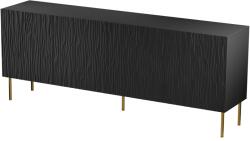  JUNGLE chest of drawers 190x40.5x74.5 black matt + golden legs Comoda