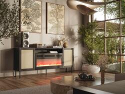  JUTA EF chest of drawers + electric fireplace 202x39.5x85 black + linol calabria Comoda