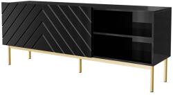  ABETO RTV cabinet on golden steel frame 150x42x60 black/gloss black