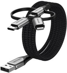 Vention USB 2.0 A Male to 3-in-1 Micro-B&USB-C&Lightning Male Cable 1M Gray Aluminum Alloy Type