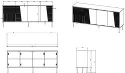 4D ABI chest of drawers 200x45x88 matt black Comoda