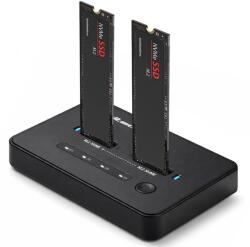 Qoltec 52366 M. 2 NVMe SSD Docking Station | PCIe | USB-C | 20 Gb/s | DUAL 2 x 8TB | Offline cloning