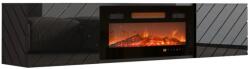  RTV LUXE cabinet 182.6x34.5x37.5 black/black gloss + black fireplace