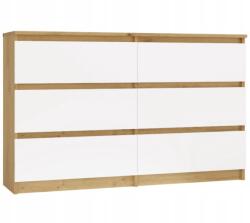  M6 Malwa Chest Of Drawers 120 Cm 6 Drawers Oak Artisan/white Comoda