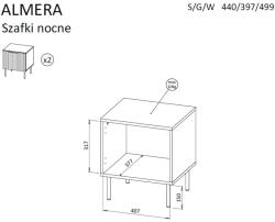  Cama Bedside cabinet, 2 pcs. ALMERA 50x42x44 walnut/cashmere