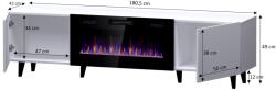  RTV cabinet PAFOS EF with electric fireplace 180x42x49 black matt