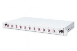 ASSMANN DN-96331-4 19" 1U 12xLC duplex OM4 toldóval pigtaillel és kötőkazettával szerelt optikai patch panel