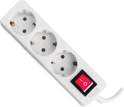 TED Electric Prelungitor 3 prize Schuko cu întrerupător, 1.5 m, cablu 3x1mm2, 10A/3680W, alb, TED Electric GN000803 (GN000803)