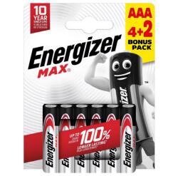 Energizer MAX tartós elem AAA, alkáli, 6db/csomag E303328200 (E303328200)