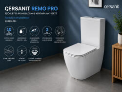 Cersanit Remo Pro szögletes kompakt monoblokkos kerámia WC szett tornádó örvényöblítéssel K3029-001 (K3029-001)