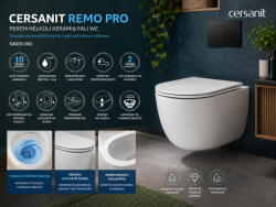 Cersanit Remo Pro perem nélküli kerámia fali WC tornádó örvényöblítéssel és levehető vékony ülőkével S4035-001 (S4035-001)