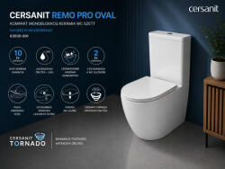 Cersanit Remo Pro Oval kompakt monoblokkos kerámia WC szett tornádó örvényöblítéssel K3030-001 (K3030-001)