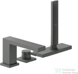 Hansgrohe Tecturis E 3 üléses kádtöltő csaptelep zuhanyszettel, alaptest nélkül, szálcsiszolt fekete króm 73443340 (73443340)
