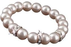Art Crystella Karkötő, gyöngyházfehér SWAROVSKI® gyöngyből, fehér rondella kristállyal, 10mm, ART CRYSTELLA® (RSWK0124) - iroda24