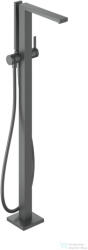 Hansgrohe Tecturis E szabadonálló kádöltő csaptelep alaptest nélkül, zuhanyszettel, szálcsiszolt fekete króm 73445340 (73445340)
