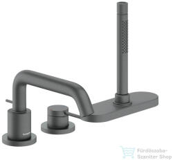 Hansgrohe Tecturis S 3 üléses kádtöltő csaptelep zuhanyszettel, alaptest nélkül, szálcsiszolt fekete króm 73447340 (73447340)