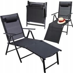 JUMI Șezlong din aluminiu textilen, multi-pozițional, negru 41100 (OM-281653)