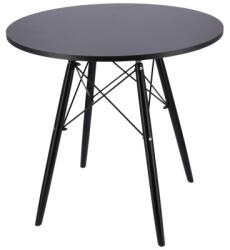 Jumi Masa 80x80 cm, blat rotund, negru, picioare negre 41218 (CM-354180)