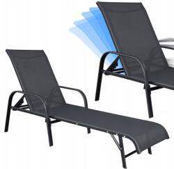 JUMI Șezlong din aluminiu cu textilen, 5 poziții, negru 41101 (OM-281660)