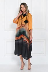 SHOPIKA Colier lung, negru mat cu doua flori din organza Talie unica