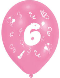Amscan Happy Birthday 6 Ribbon léggömb, lufi 8 db-os 10 inch (25, 4cm) DPA996580 (DPA996580)