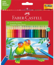 Faber-Castell Színes ceruza készlet háromszögletű + hegyező Junior papagáj Faber-Castell 24klf. szín (FC120524) - iroszer24