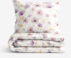 Goldea lenjerie de pat din bumbac satinat - flori violete 150 x 200 și 50 x 60 cm Lenjerie de pat