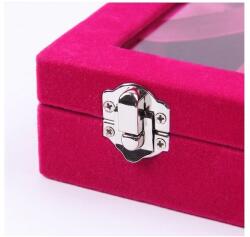 WatchBox Caseta pentru bijuterii cu 12 spatii Catifea Rosie sau Fuchsia (TP10)