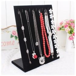 WatchBox Suport Expunere Lănțișoare și Pandantive - Catifea - 11 Spații - 25 x 20 x 10, 5 cm - Culori Negru/Gri - WZ1671 (WZ1671)