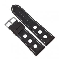Fleurus Curea Ceas „Fleurus Paris - Piele Vițel Neagră, Design Perforat Rally (20mm - 24mm)