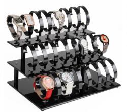 ArtIn Suport Expunere Ceasuri - 24 Spații - Acril Transparent / Negru - 32 x 18 cm - 3 Rânduri x 8 Standuri - WZ1666 (WZ1666)