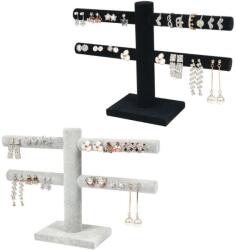 WatchBox Expozor 2 Brate pentru Inele, Bratari, Lanturi, Bijuterii - Catifea Neagra / Gri - WZ3528 (WZ3528)