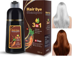 NOVA KISS Sampon Colorant 3 in 1 - Saten Castaniu, Acoperire Fire Albe, 500 ml