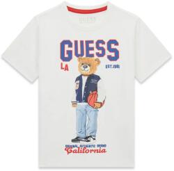 GUESS Бяла тениска за момче с цветно мече и син надпис Guess