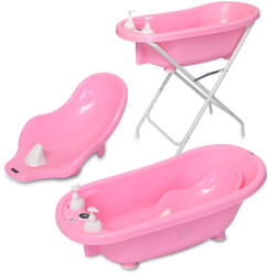 Lorelli kád leeresztő dugóval, babatartóval 88 cm + kádállvány - Pink