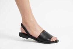 Pantaloni Chic Sandale Negre Elegante cu Baretă Elastică, Piele Ecologică