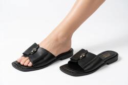 Pantaloni Chic Papuci Negri Damă Comod din Piele Ecologică cu Talpă Cauciuc