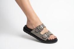 Pantaloni Chic Papuci Negri Damă cu Strasuri - Confortabili, Talpă de Cauciuc