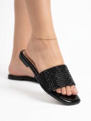 Pantaloni Chic Papuci Damă Argintii cu Strasuri și Talpă Comodă Cauciuc