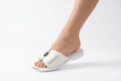 Pantaloni Chic Papuci Albi Damă Comozi Piele Ecologică Talpă Cauciuc