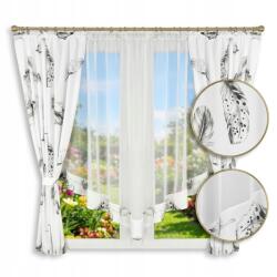Xzhome Függöny És Függöny Szett 400x160 cm Fekete Toll Fátyol Szalag Alagút Békák (L106YH-M2-1+25B)