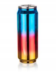 BANQUET Be Cool termosz szívószállal 430 ml kék-piros szivárványszínű (8591022580844)