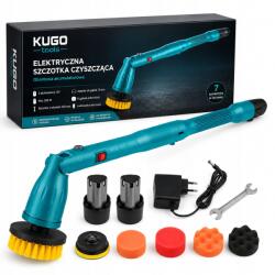  Elektromos forgó tisztító kefe padló szélvédő fal újratölthető (KUGO tools elektryczna szczotka + 2x AKU)