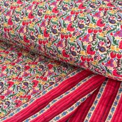  Pamutvászon VOILE STEPPED Paisley flowers white digital print