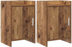 vidaXL Mese de noptiera 2 pcs Lemn vechi 40 x 30 x 60 cm GartenMobel Dekor (8011024)