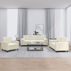 vidaXL Set de canapele cu perne, 3 piese, crem, catifea GartenMobel Dekor (3201962) Canapea